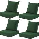 Outdoor Deep Seat Cushion Set, 24x24 Inch Water-Resistant & Fade-Resistant Outdoor Chair Cushions, Patio Furniture Cushions with Removable Cover for Patio Chair, Sofa, Forest Green (Set of 4) (24*24+5.75/25*22.5")