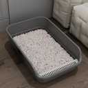Extea Large Cat Litter Box with High Sides,Cat Boxes for Indoor Cats,Cat Litter Pan for Kitty,Litter Box with Low Entry,Easy to Clean,Anti-Splashing,23.6" x15.7" x6.2" (Grey)