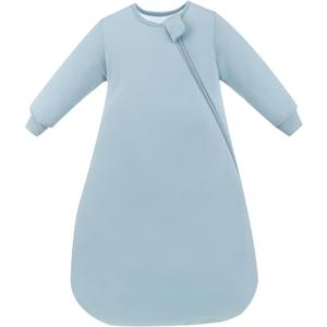 PurComfy Supersoft Long Sleeve Sleep Sack 1.0 TOG, Premium Baby Sleeping Bag 2-Way Zipper Sleep Sack with Sleeves 3-6 Month, Slate