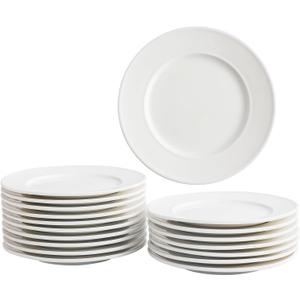 OMAYKEY 6 Inch Ceramic Dessert Plates Set of 18, Small Salad Plates, Porcelain Round Shaped Dinner Plates, Appetizer Plates for Cake Waffles Snacks Side Dish, Oven Microwave Dishwasher Safe, White