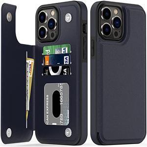 BEMAL for iPhone 13 Pro Max Wallet Case, Luxury Flip Folio Leather Kickstand with Fashion Designs for Men Women Girls, Card Slots Protective Phone Cover for 6.7" Blue