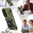 2 x WRJ for Samsung Galaxy S25 Plus/S24 Plus Case with Slide Camera Cover and Screen Protector, Military Grade Protection [Rotated Kickstand] Heavy Duty Shockproof Protective Cover-Olive Green
