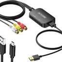 RCA to HDMI Adapter,Viagkiki AV Converter,RCA Female to HDMI Converter Composite Audio Video Converter for PS1, PS2, PS3, STB, Xbox, VHS, VCR,Black-Ray DVD Players(Cable Included)