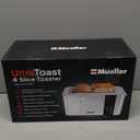 Mueller UltraToast Full Stainless Steel Toaster 4 Slice, Long Extra-Wide Slots for Bagels and Waffles, 6 Browning Levels, LED Display, Cancel/Defrost/Reheat Functions & Removable Tray, Kitchen Gadgets