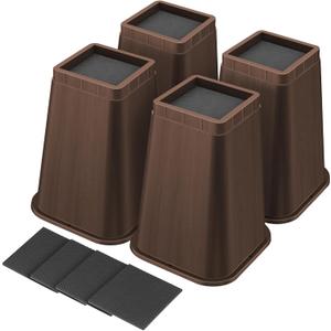 Bed Risers 8 Inch Heavy Duty, Furniture Risers Lifts 12" 8" 4" for Table, Desk Leg, Sofa, Couch, Adjustable Bed Frame Risers Supports Up to 6,000 Lbs, Brown, 4 Pack