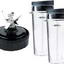 Replacement Parts for Nutri Ninja, Blender 6 Fins Blade Assembly and 2 Pack 16 oz Cup Set for BL770 BL780 BL660 Blender (3.35 inch) (blades and 2 cups)