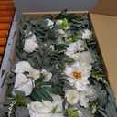TINGE TIME 9FT Artificial Flower Garland, Handcrafted Eucalyptus Garland with Flowers, Floral Vine for Wedding Decoration Reception Sweetheart Table (IvoryWhite)