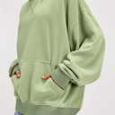 UEU Womens Striped Sweatshirt Crewneck Oversized Pullover Long Sleeve Top | Soft Cotton Blend Fabric, Front Kangaroo Pocket, Ribbed Cuffs Hem, Casual Loose Workout Clothes (Green, S)