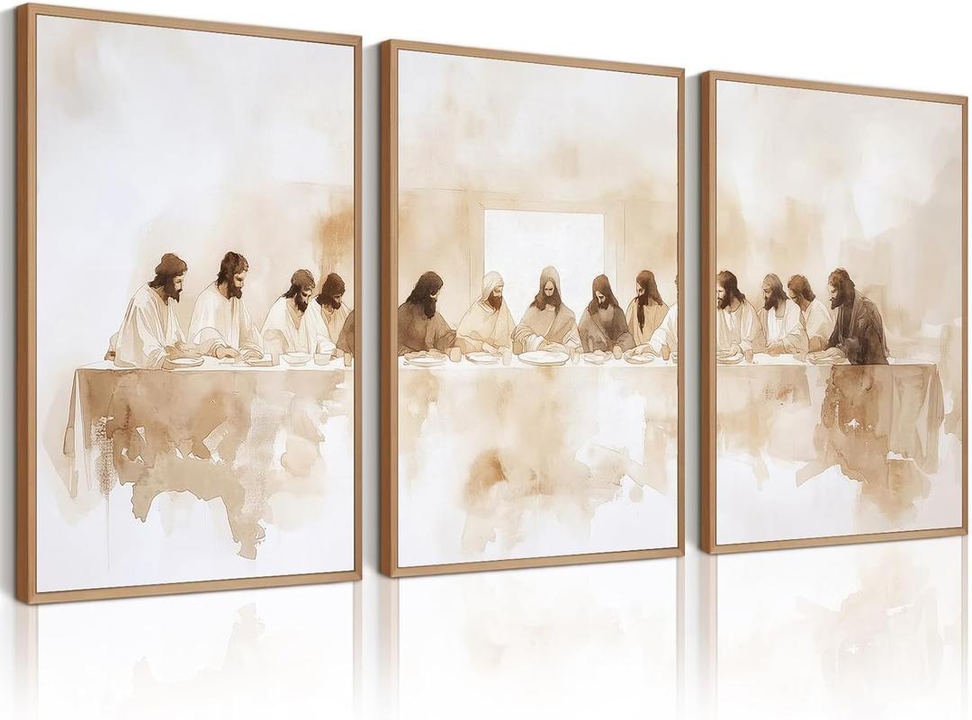 The Last Supper Wall Art Jesus Christian Canvas Wall Decor Last Supper Painting Dining Room Pictures Jesus Religious Posters Bible Christian Modern Artwork for Living Room 24x36 Inch Unframed Set of 3