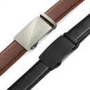 CHAOREN Leather Ratchet Belt Men 2 Pack - Customizable Fit, Effortless Style (35mm) (36" to 42" Waist Adjustable, Basic Black/Brushed Cognac)