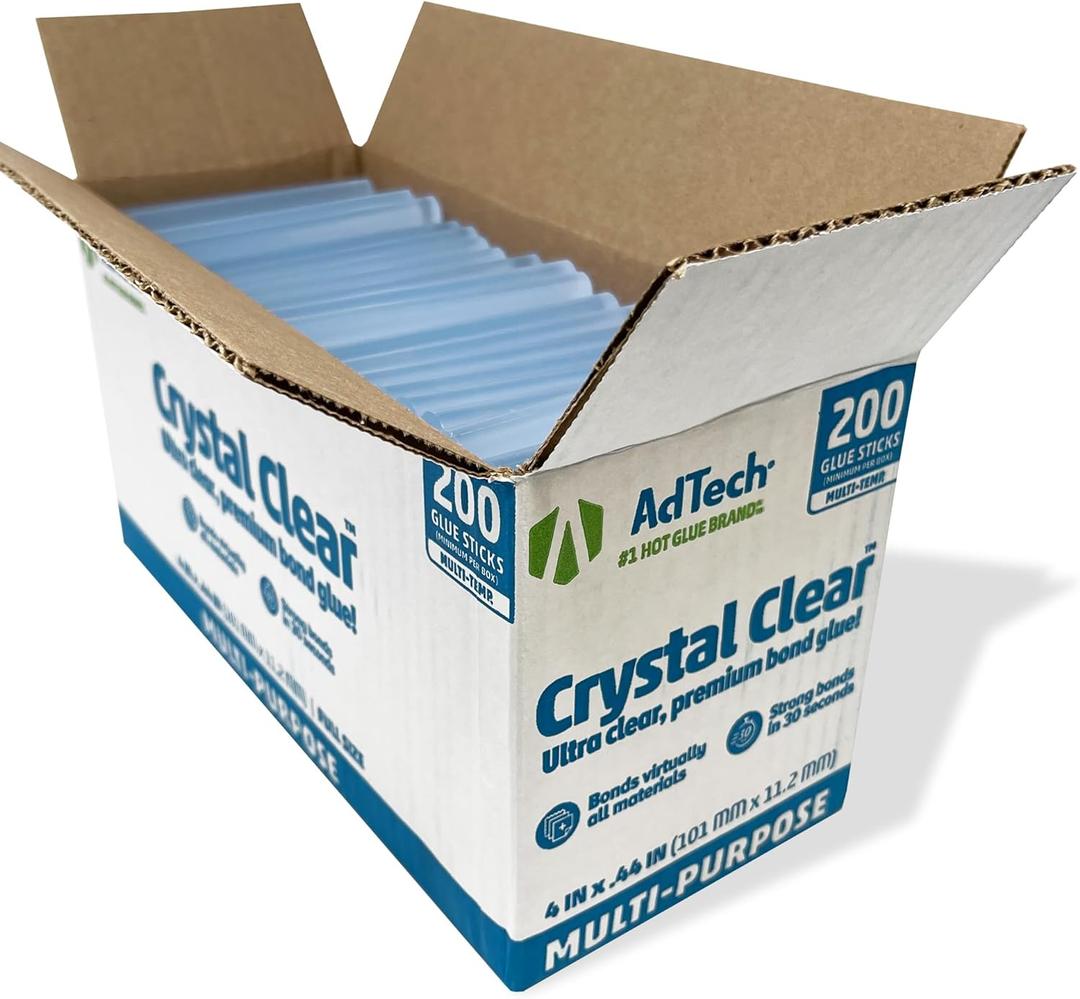 AdTech Full Size Hot Glue Sticks, 4-Inch, 200-Count | Multi-Temp for High & Low Temp Glue Guns | Strong Bond for Crafts, DIY & Repairs | Made in the USA