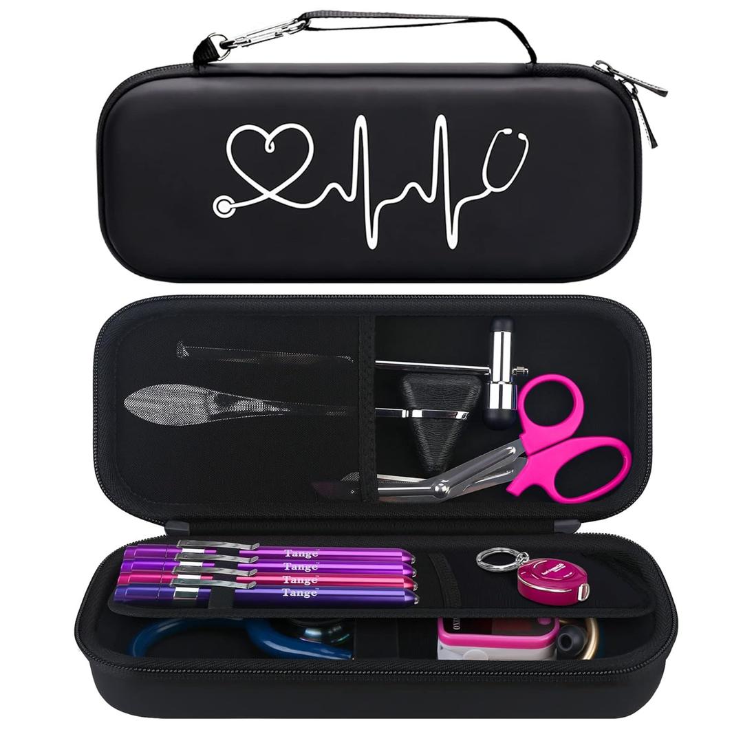 BOVKE Stethoscope Case for 3M Littmann Classic III Monitoring/Lightweight II S.E/Cardiology IV Diagnostic/MDF Acoustica Stethoscopes, Mesh Pocket for Doctor & Nurse Accessories, Black+Black