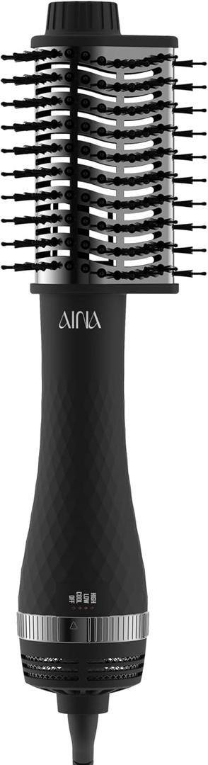 AINA Hot air Brush, Blow Dryer Brush | 60MM 2-in-1 Titanium Volumizer, 3 Heat Settings | 360 Vented Airflow 110V/ALCI Plug (65mm Triangle)