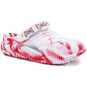 COFACE Mens Recovery Clogs Comfortable Walking Athletic Cushioned Slides Sandals Sport Casual Orthopedic Memory Foam Mules Summer Slip On Slippers Plantar Fasciitis Arch Support Camo White Red Size 10