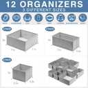 Criusia Drawer Organizer Clothes 11 Pack, Dresser Organizer for Nursery Bedroom Closet Organization and Storage - Baby Clothes Organizer Bins - Drawer Divider for Sock Underwear Bra Ties (Grey)