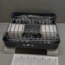 TOOLF Dish Drying Rack, Expandable Dish Rack for Kitchen Counter, Anti-Rust Dish Drainer, Sink Organization and Storage Essentials with Cutlery & Cup Holder, Gray