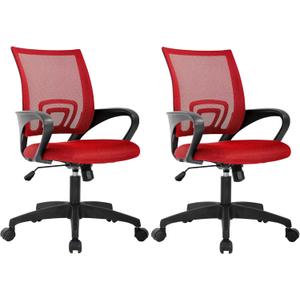 BestOffice Home Office Chair Ergonomic Desk Chair Mesh Computer Chair with Lumbar Support Armrest Executive Rolling Swivel Adjustable Mid Back Task Chair,Red, 18 inches x 19 inches x 38 inches, 2 Pack