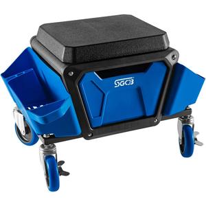 SGCB Automotive Mobile Rolling Mechanics Stool - Heavy Duty Roller Creeper Seat Soft Rubber Cushion Brake Wheels Storage Drawers Tray Roller Seat for Home DIY Garage Car Detail, 330lb Load Bear