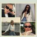 JASPIN Rectangle Sunglasses for Women Men Trendy Y2k Retro 90s Sun Glasses UV Protection Cool Square Frame (Brown)