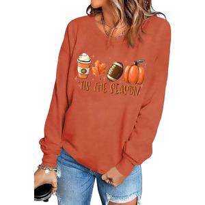 It's Fall Y'all Leopard Plaid Dot Pumpkin Sweatshirt Women's Halloween Long Sleeve Casual Pullover Tops (S)