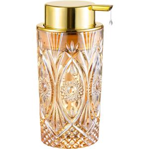 Glass Liquid Soap Dispenser, Refillable Liquid Dispenser with Gold Pump, Hand Soap Dispenser for Bathroom Kitchen, Modern Home Bathroom Decor Liquid Type/Gold A9-4