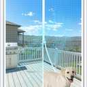 MAGZO Magnetic Screen Door Fit Door Size 36 x 96 Inch, Screen Size 38" x 97" Strong Magnet Door Mesh with Reinforced Hook & Loop for Patio, Sliding, French Door, White