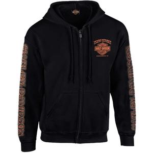 Harley-Davidson Men's Eagle Piston Long Sleeve Full-Zip Hoodie, Black 30299950 (XLarge)