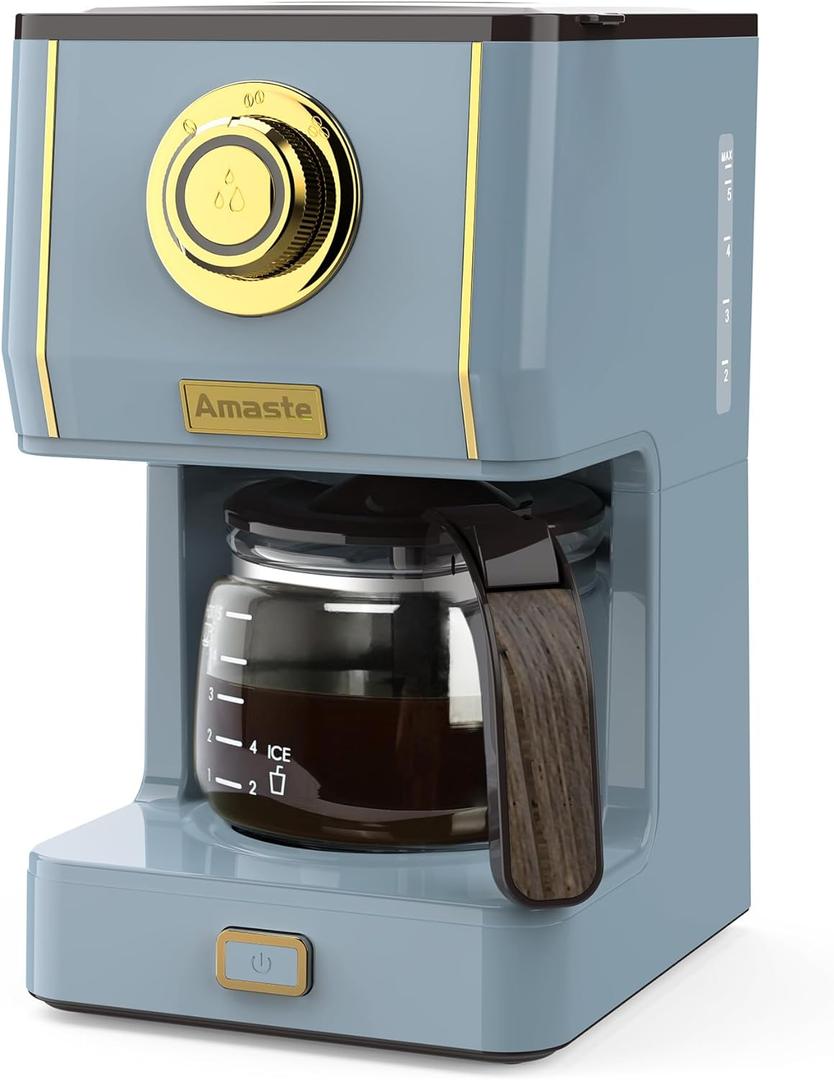 Amaste Coffee Maker, 5 Cup Coffee Pot with Three Brewing Modes, Retro Coffee Maker with Glass Carafe & Reusable Coffee Filter, Drip Coffee Maker Ideal for Home or Office, Keep Warm, Ash Blue Amaste Coffee Maker, 5 Cup Coffee Pot with Three Brewing Modes, Retro Coffee Maker with Glass Carafe & Reusable Coffee Filter, Drip Coffee Maker Ideal for Home or Office, Keep Warm, Ash Blue