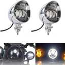 4.5 Inch 2 Pcs Chrome LED Motorcycle Fog Passing Lights Auxiliary Lamp for Motorcycles Highway Cruising Urban Riding (Chrome)
