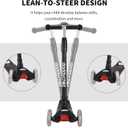 Scooters for Kids 3 Wheel Kick Scooter for Toddlers Girls & Boys, 4 Adjustable Height, Lean to Steer, Extra-Wide Deck, Light Up Wheels for Children from 3 to 14 Years Old
