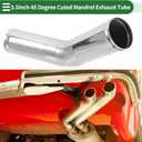 2 x Motoforti 45 Degree Mandrel Exhaust Tube with Bead Roll DIY Custom Car Modified Exhaust Pipe Tubing Piping 3.5" OD 7.87" Length T304 Stainless Steel Silver Tone