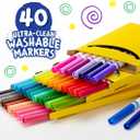 Crayola Ultra Clean Fine Line Washable Markers (40ct), Colored Markers for Kids, Fine Tip, Coloring Book Art Supplies, Gifts for Kids, Ages 3, 4, 5