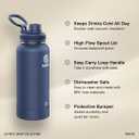 Takeya Actives Stainless Steel Water Bottle, Insulated Spout Lid, Keeps Drinks Cold 24 Hrs, Leakproof, Durable, Dishwasher Safe, Ideal for Gym, Travel, Fits Most Cup Holders, 32 oz/Bluestone