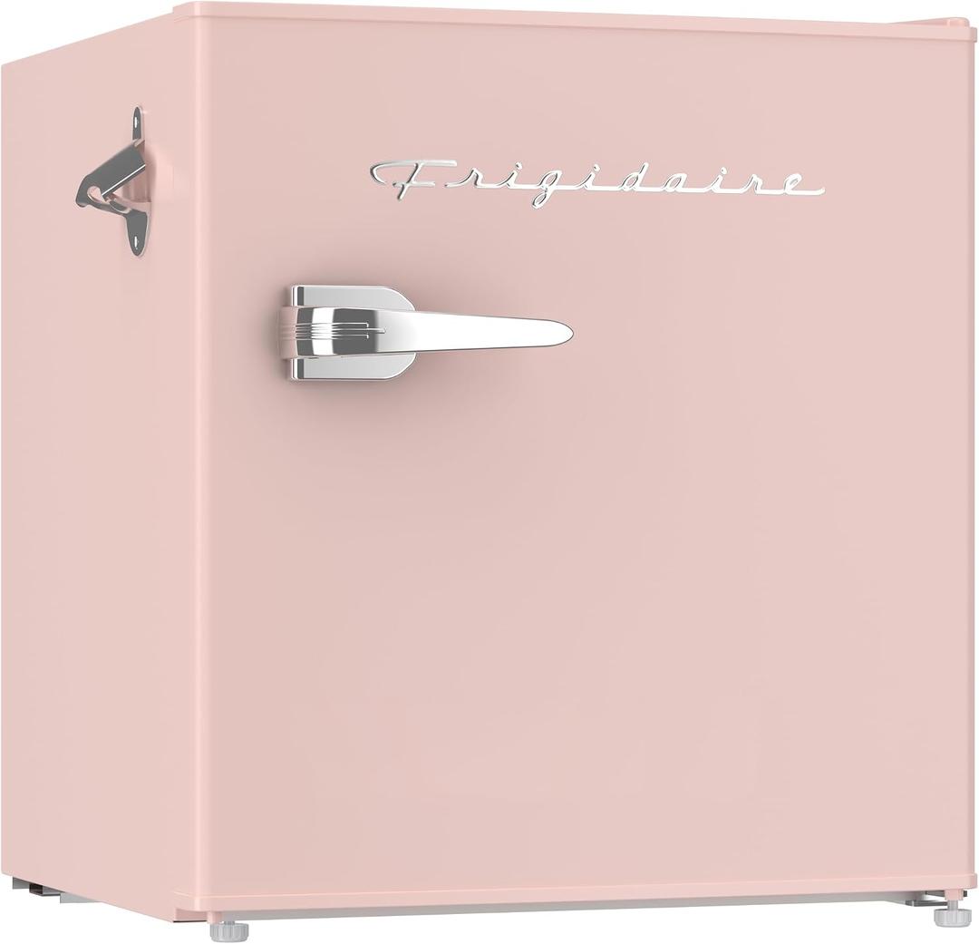 Frigidaire Coral EFR176- AMZ EFR176 Retro Mini Refrigerator-Energy Saving-Adjustable Thermostat Control-Side Mounted Bottle Opener-Ideal for for Dorm, Office, RV, Garage, Apartment 1.6 Cubic Feet