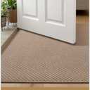 Color&Geometry Thin Front Door Mat Indoor Entrance Non Slip Rubber Backed, 24"x36" Indoor Door Mats for Entryway, Dirt Trapper Doormat, Washable Front Door Rugs, Khaki (Rolled-up NO Creases)