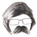 Tigerdoe Old Man Wig Costume - 3 Pc Set - Dress Up Set - Grey Wig, Mustache, Glasses - Grandpa Costume Accessories