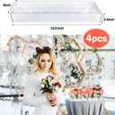 4 Pack Clear Acrylic Flower Vase Centerpiece for Dining Table,63.2 Inch Rectangular Floral Low Vases with 64 Holes for Dining Table Modern Flower Arrangement for Home Decor or Weddings
