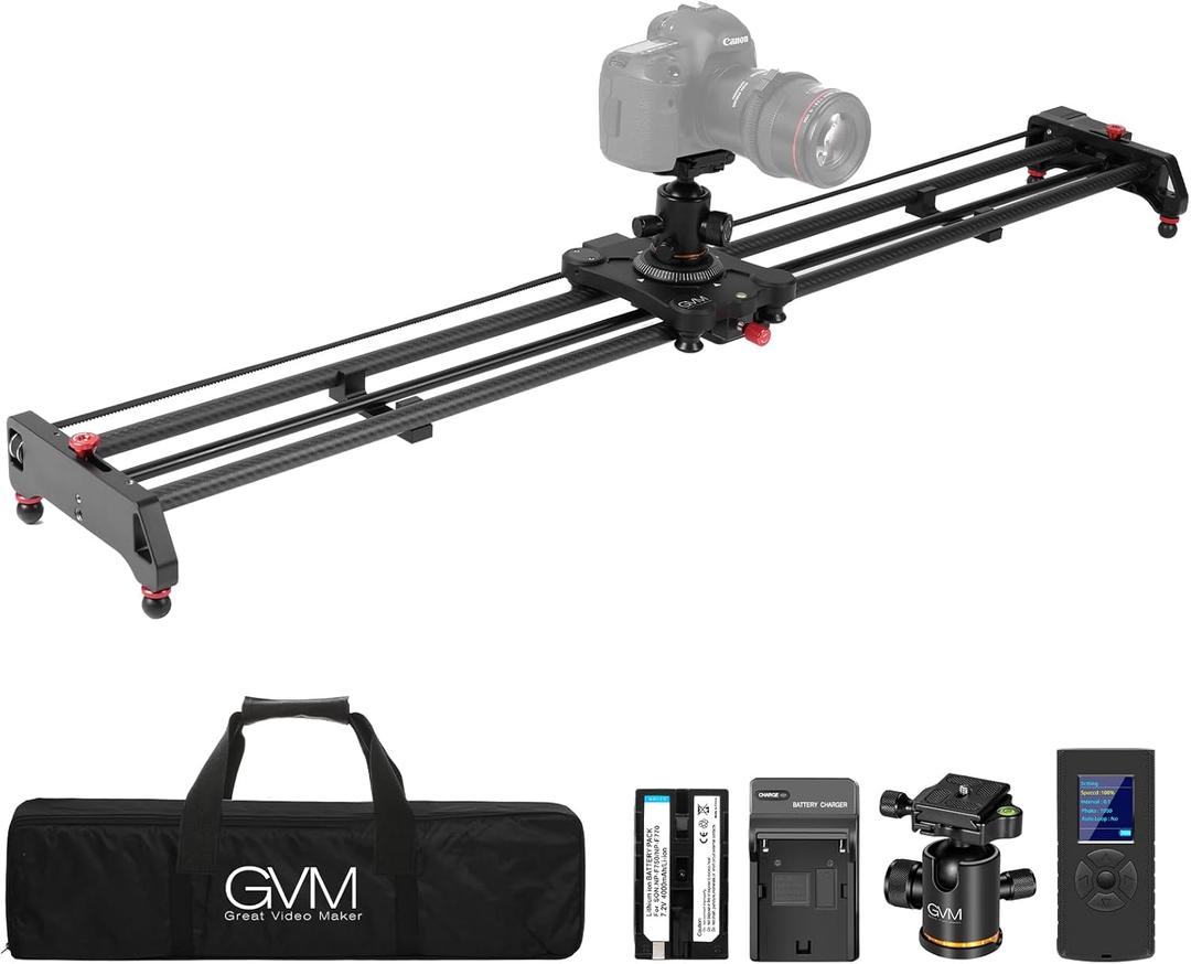 GVM 48"/120CM Carbon Fiber Motorized Camera Slider, Professional Camera Slider with Remote Control, Support Video Mode, Time Lapse Photography, Horizontal, Tracking and 120 Panoramic Shooting