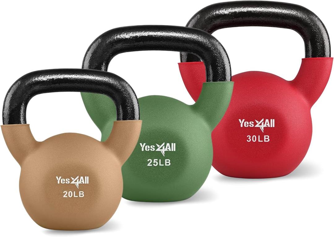 Yes4All Kettlebells 5lbs-65lbs & Kettlebell Sets Adjustable Weights, Kettlebell for Weight Training, Home Workout Equipment with Secure Grip for High Rep, Exercise Equipment (Q. Set 20lb + 25lb + 30lb)