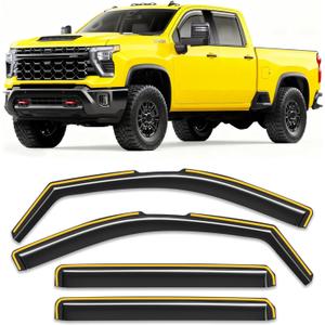 In-Channel Window Rain Guard For Chevy Silverado/GMC Sierra 2500HD 3500HD 2020-2026 Crew Cab Rain Guards Side Window Visors low profile Vent Visor Window Deflectors Vent Shade truck Accessories