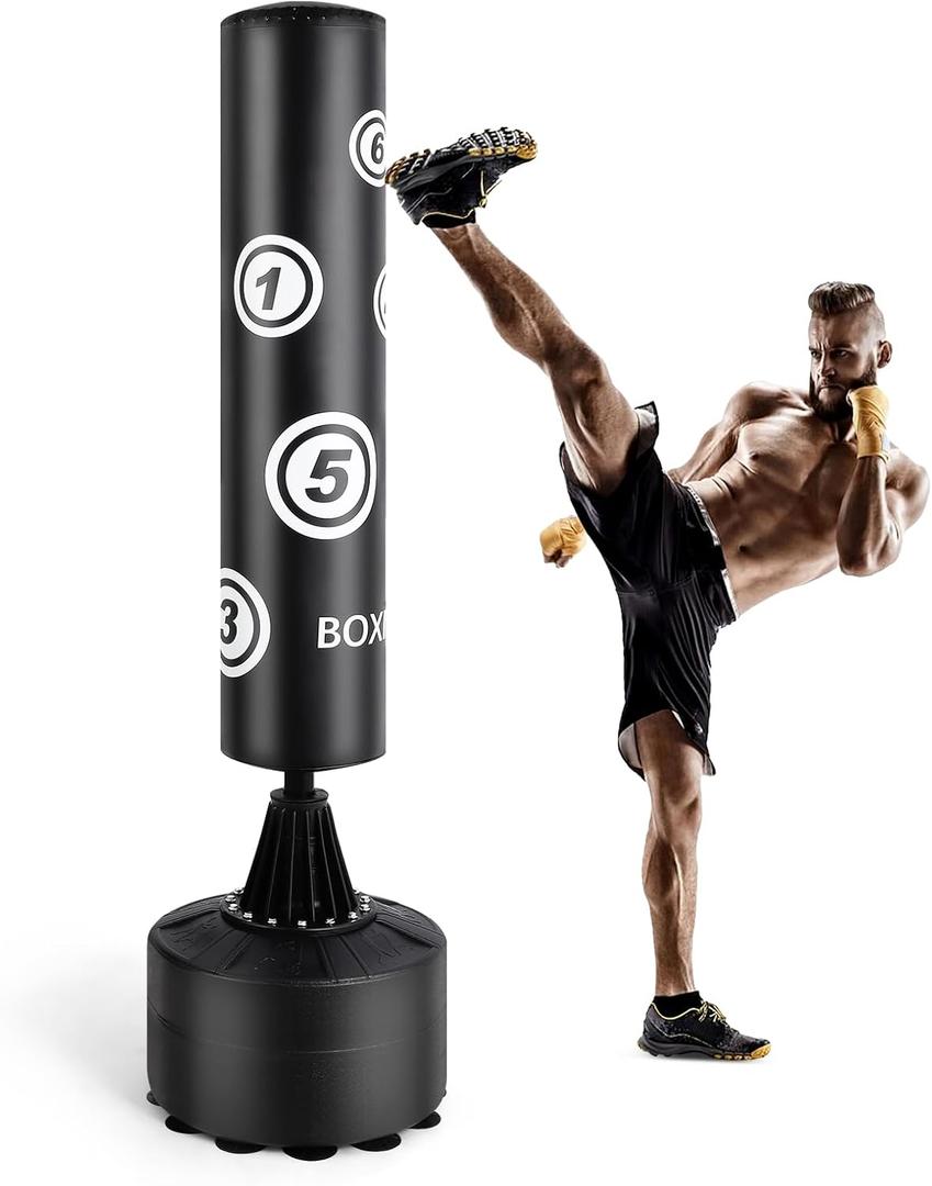 Freestanding Punching Bag with Stand, Heavy Boxing Bag with Suction Cup for Adult Kids, Stand Kickboxing Bag for Home Office Gym