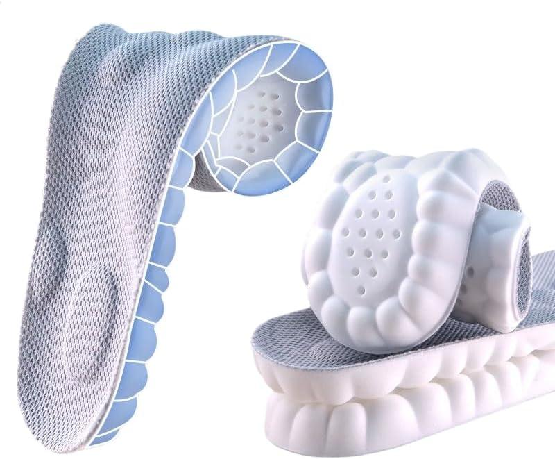 Insoles for Women man,Cloud Soles for Men Women,4D Cloud Soles for Men,Anti Fatigue, Shock Absorption, Foot Pain Relief (Gray, M)