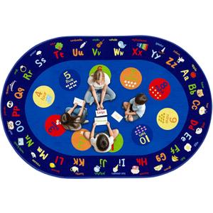 Large Oval Classroom Rug, 69Ft ABC Rugs for Kids Playroom, Education Classroom Carpet Elementary for Learning Alphabet, Numbers, Words, Area Preschool Playmat for Daycare Kindergarten