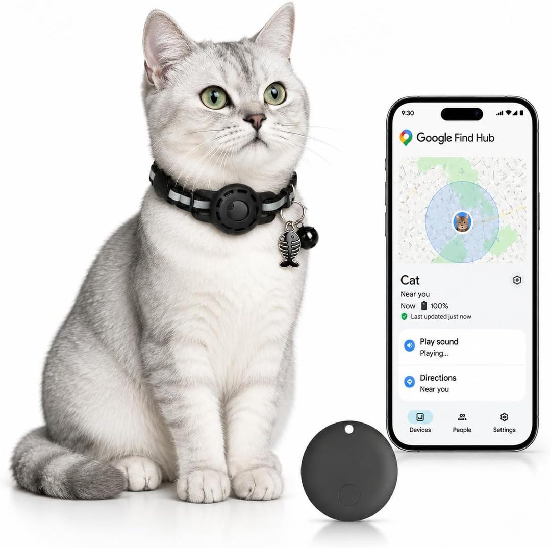 GPS Collar for Cats (Android Only) Smart tag,Pet Tracker,Waterproof Compatible with Google Find My,No Monthly Fee,Advanced Tracking Solution Smart Collar for Pet Safety Ideal Small Large Cats