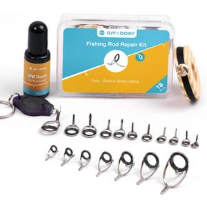 OJYDOIIIY Fishing Rod Eyelet Repair Kit Complete, Emergency Quick-Fix Fishing Pole Eyes Replacement Kit with Stainless Steel Guides for Spinning/Casting Rod