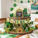 WDS WONDROUS St Patricks Day Decorations 6-Piece Set, Wooden Beer Mug Rainbow Gold Pot Boot Shamrock Hanging Ornaments with Lucky Banner for Wall Door Party Home Decor Spring Decor