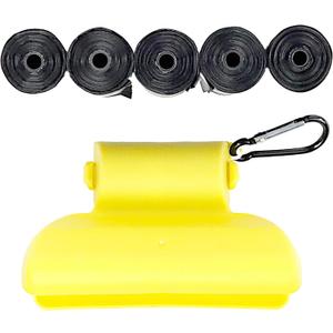 Dookie Dozer Innovative Dog Pooper Scooper with 5 Rolls Dog Poop Bags - Compact, Portable, Easy to Use - Carabiner Attaches to Leash