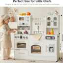 Wooden Play Kitchen for Toddlers and Kids with Lights & Sounds, Large Interactive Pretend Play Set with Ice Maker, Stove, Sink, Oven, 12 Accessories - Ages 3-8, 15 inches x 8 inches x 38 inches