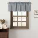 Hiasan Grey Light Filtering Curtain Valances for Kitchen Living Room Bedroom Windows, Faux Linen Farmhouse Rustic Rod Pocket Small Window Valance Curtains, 42 x 12 inches, 1 Panel