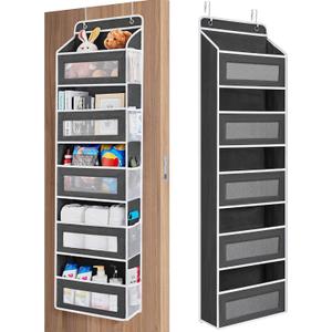 JARLINK Over the Door Organizer Storage, 5 shelf Hanging Organizer with 5 Large Capacity Pockets, Anti Tilt 44 lb Load Behind Door Storage for Bedroom, Bathroom, Pantry, Nursery, (Black) (1 Pack)